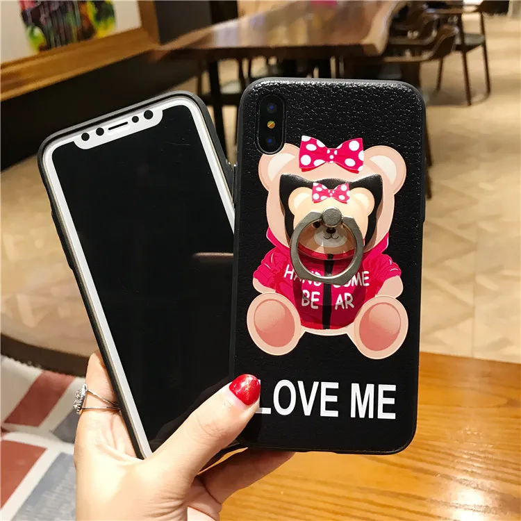 ТПУ Силиконовая + PC Для женщин телефон Сумки Чехол для IPhone X 6 S 6splus 7 8 плюс милые 3D