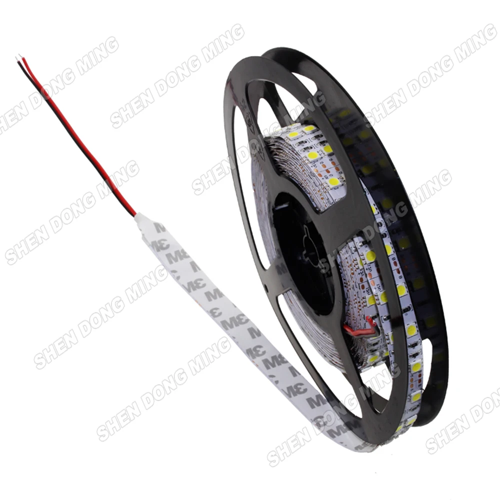 Светодиодная лента 5050 SMD теплая белая/белая двухрядная IP22 600 светодиодов 5 м для