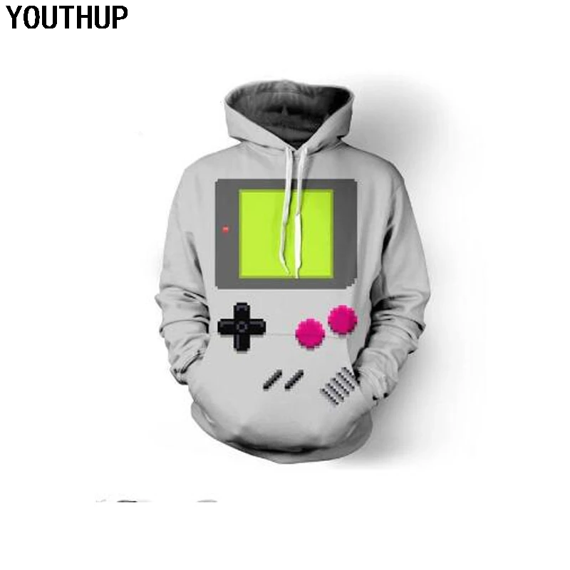 Мужская толстовка с капюшоном YOUTHUP Game Boy Повседневная забавная 3d принтом пуловер