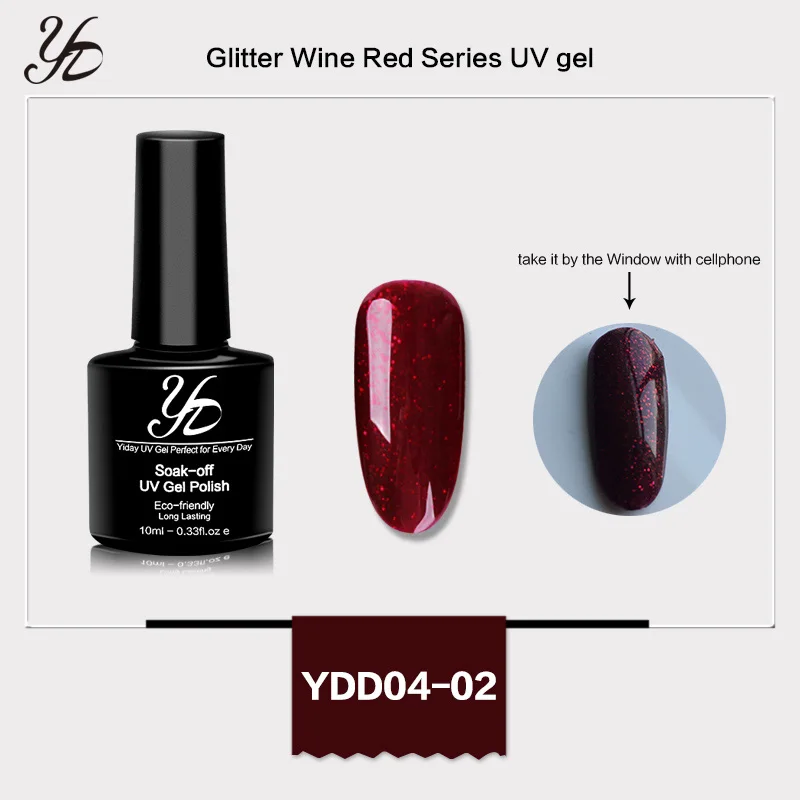 Glitter 02 Red Yiday 1 шт. база праймера без вытирания верхнее гелевое покрытие матовый лак для ногтей жидкая отверждения ультрафиолетовая/Светодиодная лампа длительный срок 24 цветной клей для ногтей искусство - Цвет: Glitter 02 Red