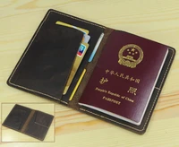 handmade vintage mens genuine leather possport cover passport bags cow leather license bag air ticket bag protective sleeve