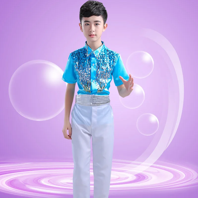 New girl and boy's camisole bling sequins performance stage Show dance Clothes Children's bubble Yarn dress for children JQ-332 |