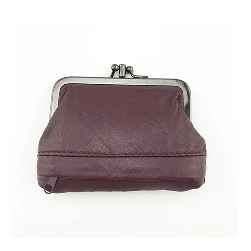0330WineRed BELLO TUTTI, кошелек из натуральной кожи для монет, женский маленький кошелек, металлический каркас, сумка для денег, мини, Женский карман, кошельки, держатель для ключей - Цвет: 0330WineRed