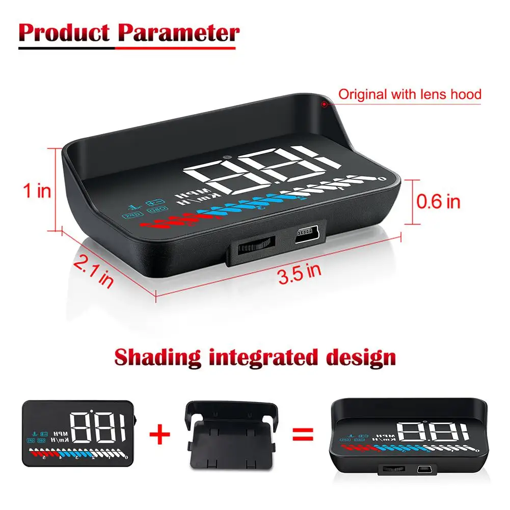 

M7 Car OBD2 Hud GPS Speedometer Head-Up Display OBD Windshield Projector Digital Speed Projection With Sun Hood Bracket