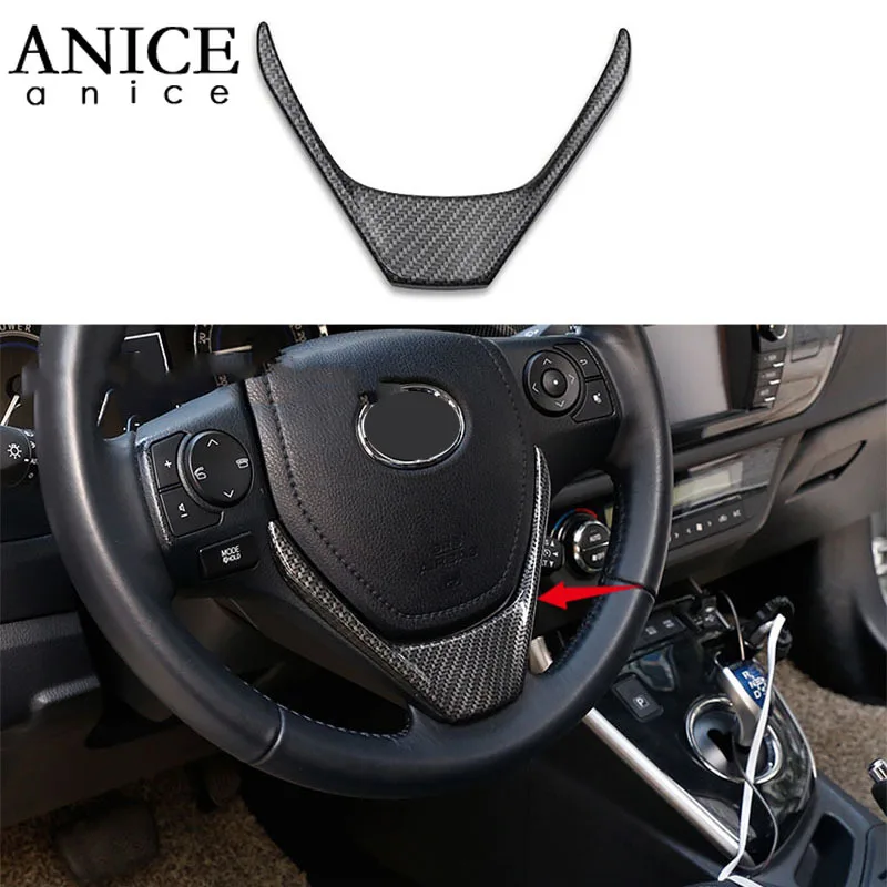 Carbon fiber color ABS Steering Wheel Frame Decorator Cover trim fit For toyota corolla Auris