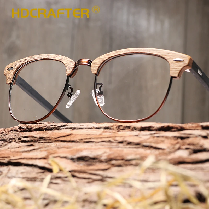 HDCRAFTER винтажная оптическая деревянная оправа для очков с прозрачными линзами