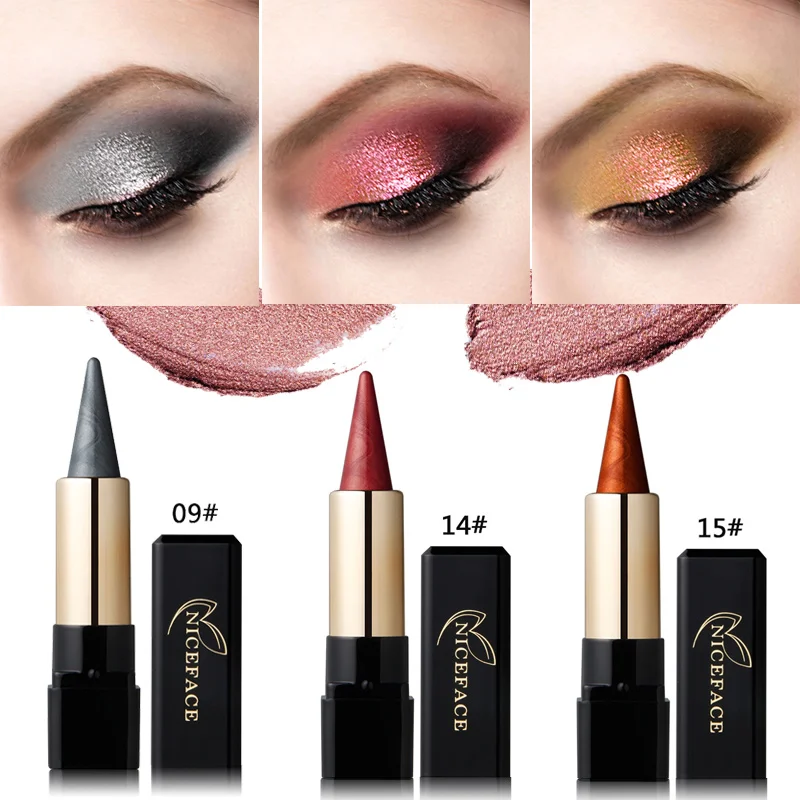 NICEFACE металла Обнаженная палитра теней Алмазный Блеск тени палки Shimmer макияж глаз