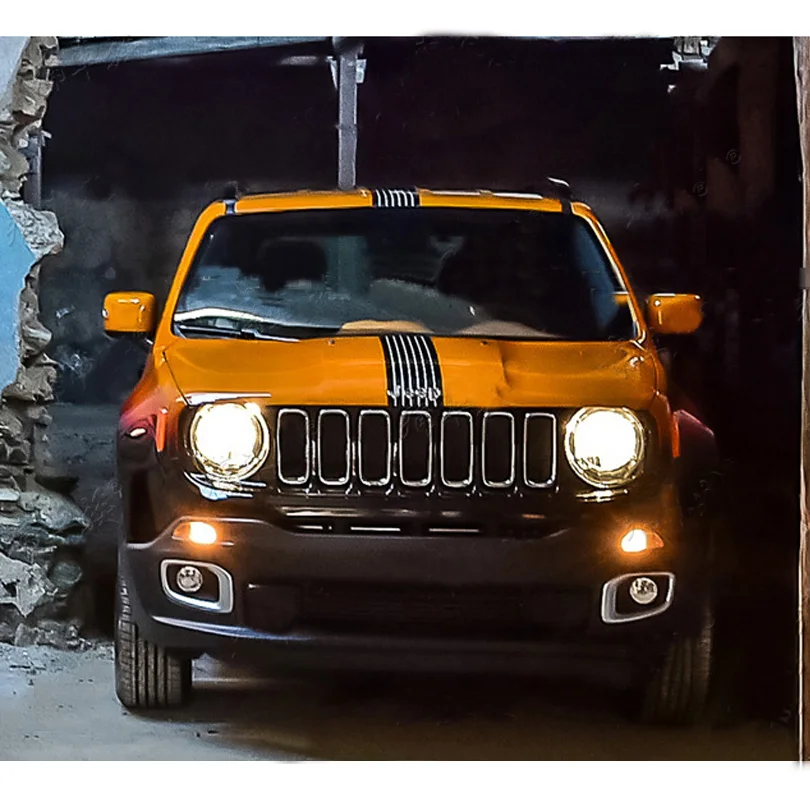 Спортивный Стайлинг Передняя головка капюшон двигатель черный с белой полосой