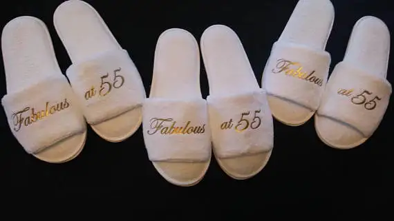set of 7 custom text Fabulous birthday Wedding Bridesmaid Bridal Bride Hens Night Bachelorette Spa Slippers party favors gifts