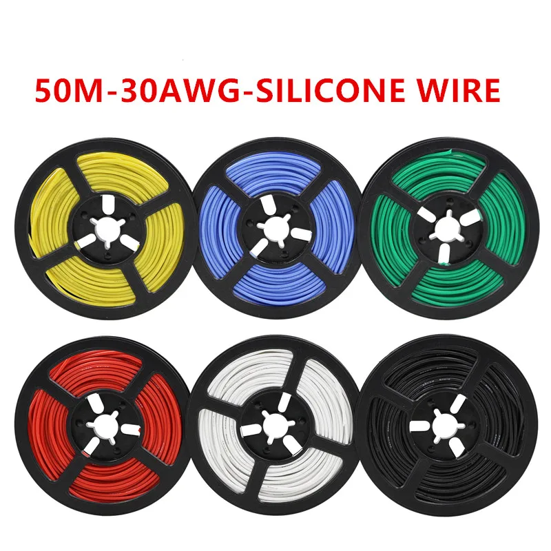 50 м/лот 164ft 30AWG гибкий силиконовый провод RC кабель 11/0.08TS наружный диаметр 1 2 мм