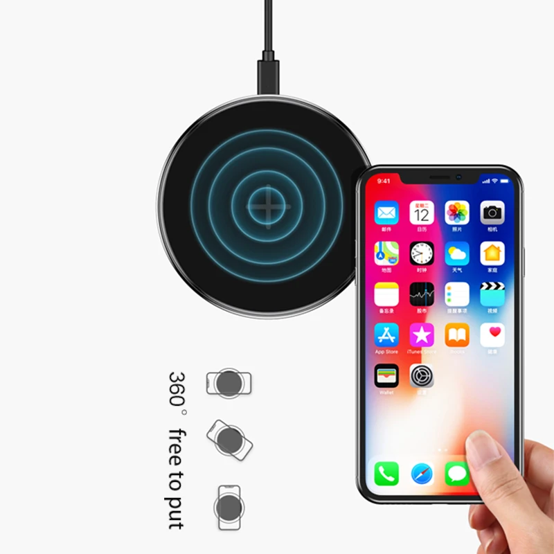 Беспроводное зарядное устройство 10 Вт для смартфонов iPhone X XS Max 8p беспроводное Qi