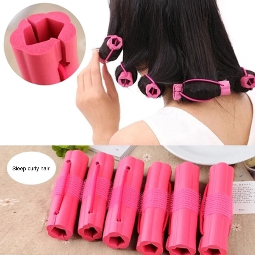 6pcs/set Sleeping beauty short sponge rollers Hair Curler Sponge Foam Not To Hurt The Bendy Rollers | Красота и здоровье