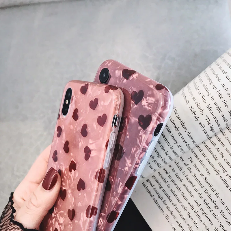 Чехол для телефона с сердечками iphone XR Max X XS 6 6S 7 8 plus раковины сердечки мягкий