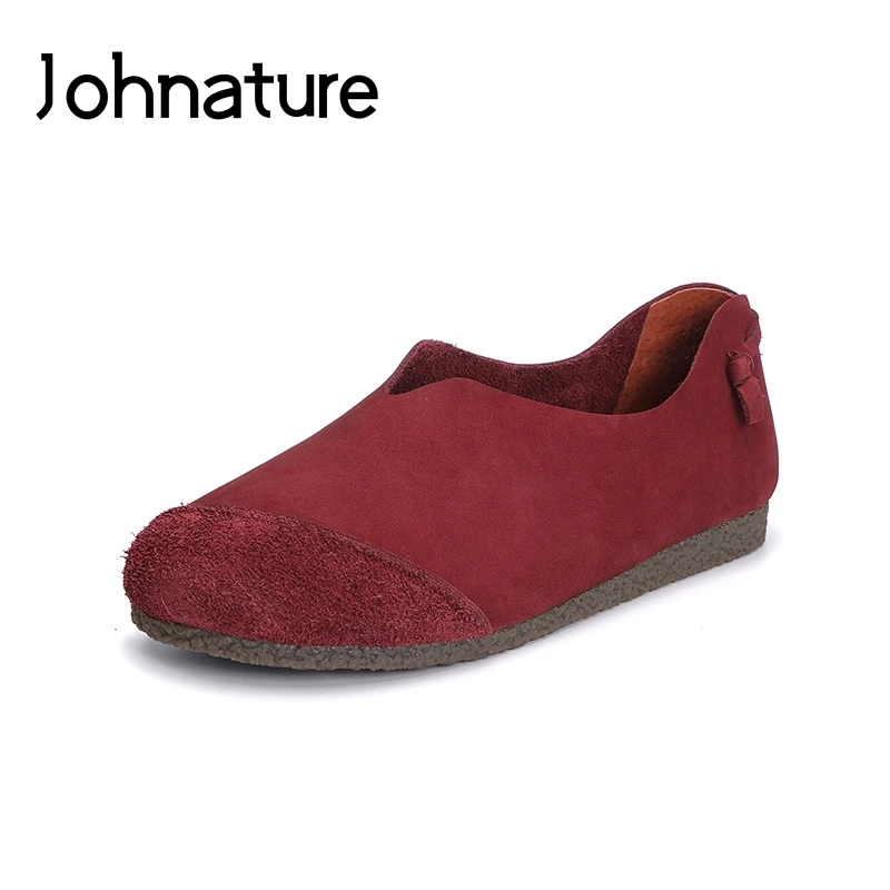 Johnature/осень 2020 Новинка Натуральная кожа Повседневная обувь с круглым носком в