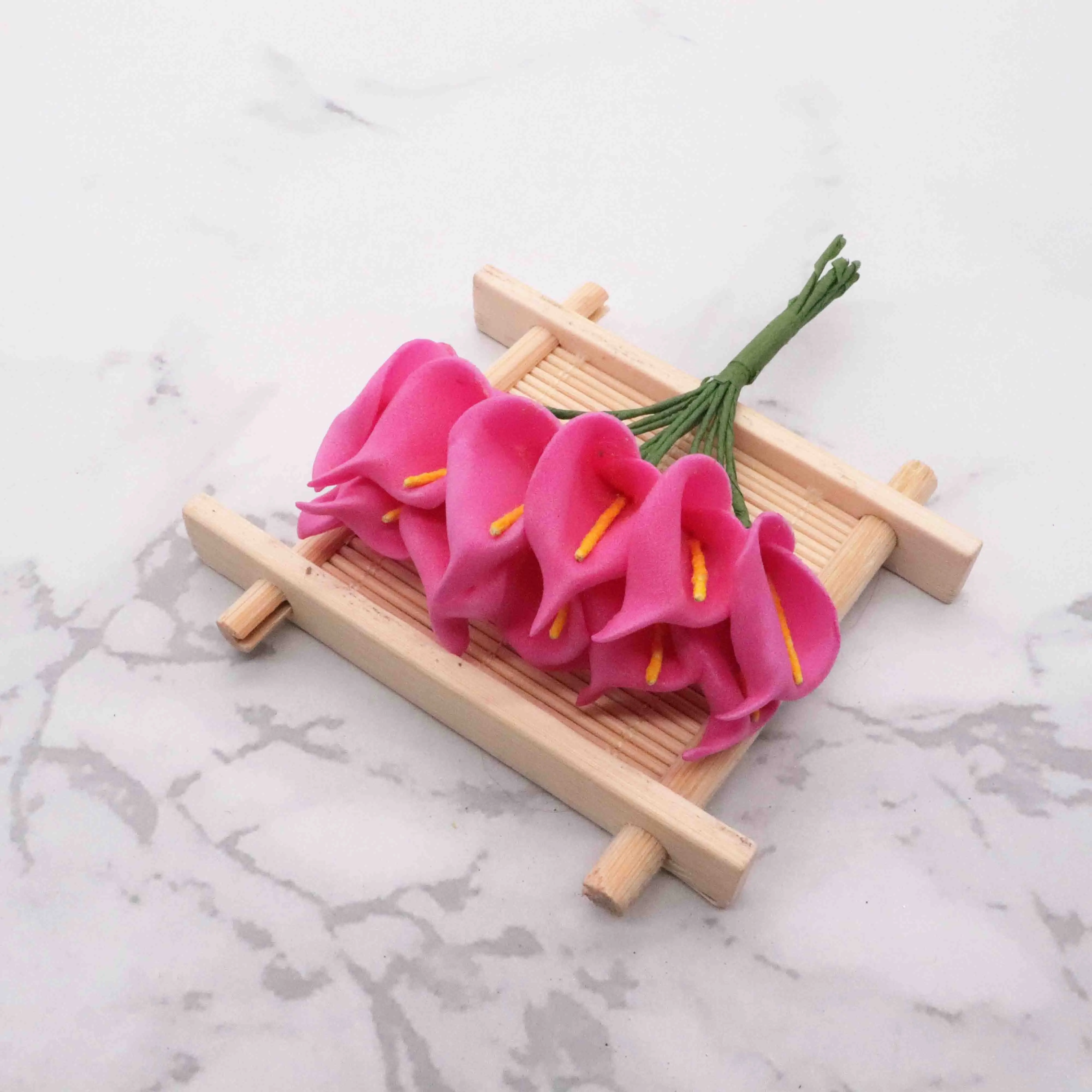 144pcs Mini Foam Calla Lily Fake Flowers Bouquet Artificial for Decoration Wedding Valentine's Day Present.Q | Дом и сад