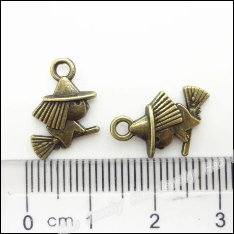 120 шт винтажные амулеты Хэллоуин ведьма Кулон Античный бронзового цвета из