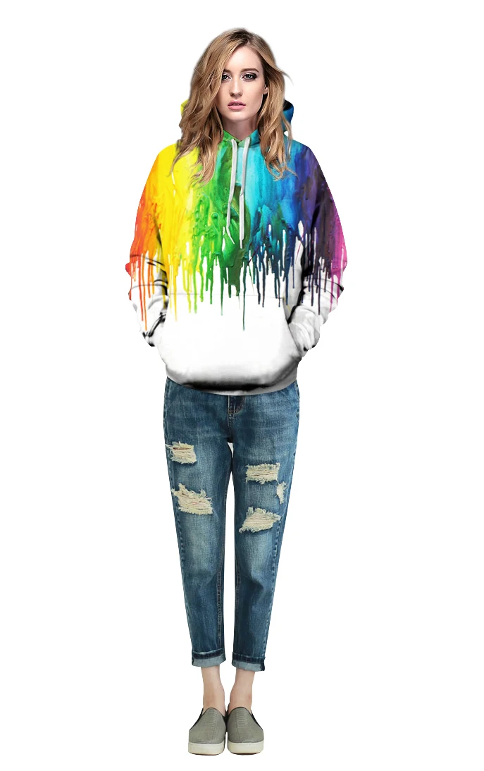 

2019 Spring Hip Hop clothing Hot Sale Men's Hoodies Creative Pigment Rainbow Printing 3D Casual Sweatshirts Pullovers Size S-3XL