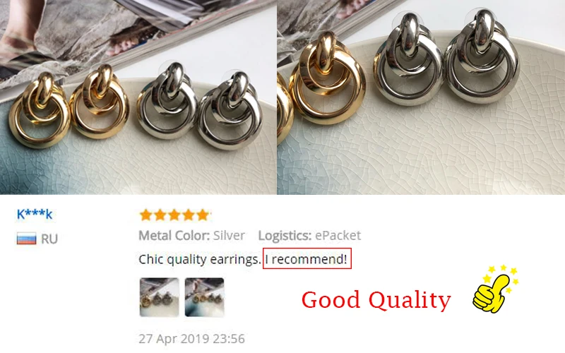 LEADERBEADS Многослойные серьги-капли золотого цвета ZA трендовые массивные украшения немые золотые минималистичные маленькие висячие серьги