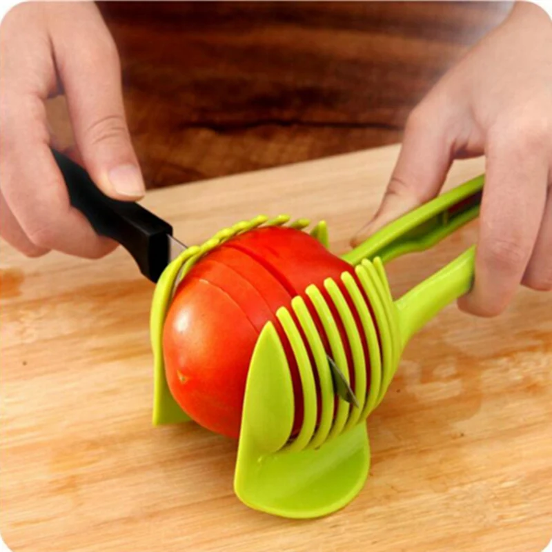 

Green Handheld Plastic Potato Cutter Tomato Slicer Shreadders Lemon Cutting Holder Cooking Tools Kitchen Gadgets And Accessories