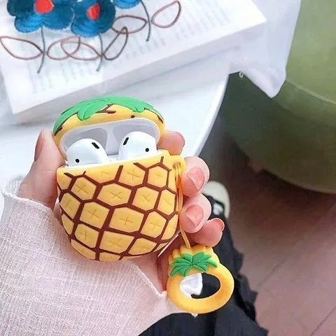 pineapple 2 Мультяшные беспроводные Bluetooth наушники чехол для Airpods чехол силиконовый арбуз наушники чехол для Apple защитный чехол для Airpods - Цвет: pineapple 2