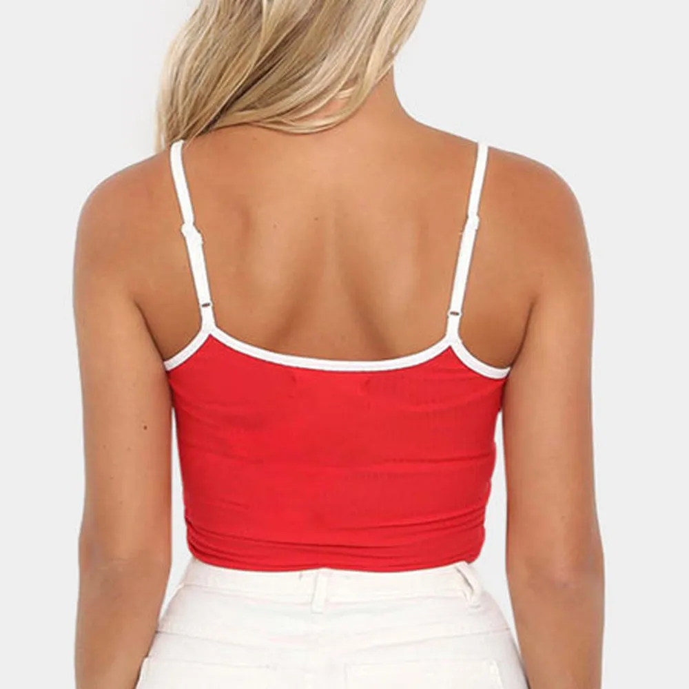 

Women Sexy Adjustable Shoulder Straps Tank Top Vest Camisole Round Neck Sleeveless Slim For 90s Cropped Halter Fitnes #3