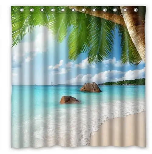 Рай тропической синее море palm Ёлки модные пользовательские душ Шторы Ванная
