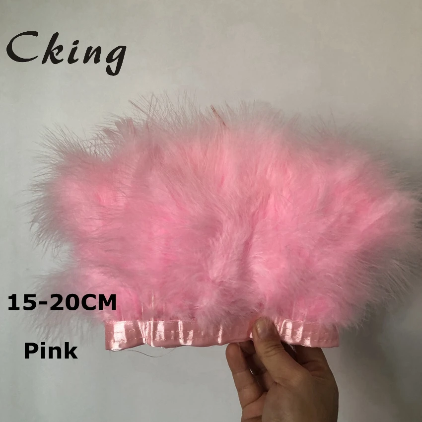 

10meter Pink Dyed Fluffy Marabou Feather Trims Fringe 6-8inch Turkey Feathers for Crafts Ribbon Boas Clothing Wedding Decoration
