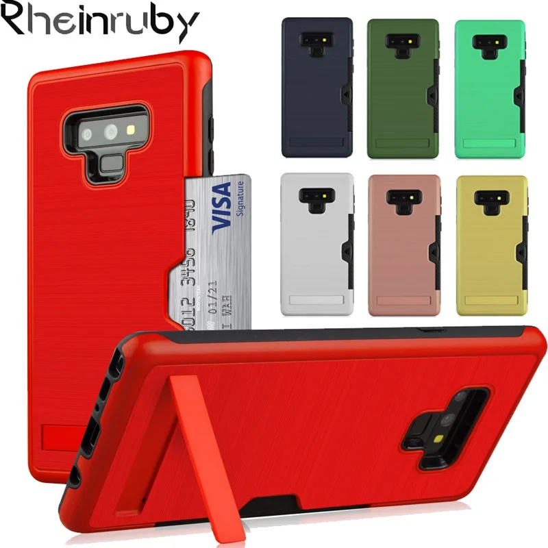 Rheinruby For Samsung Galaxy Note 9 8 S9 S8 Plus Case Shockproof Hybrid Armor Card Holder Slot Phone Back Cover |