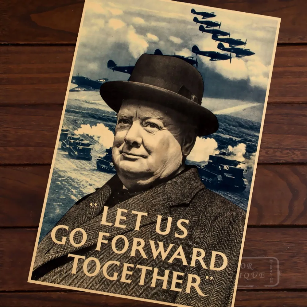 Черчилль Великобритания Let Us Go Forward propagation WW2 флаг ВИНТАЖНЫЙ ПЛАКАТ декоративный DIY
