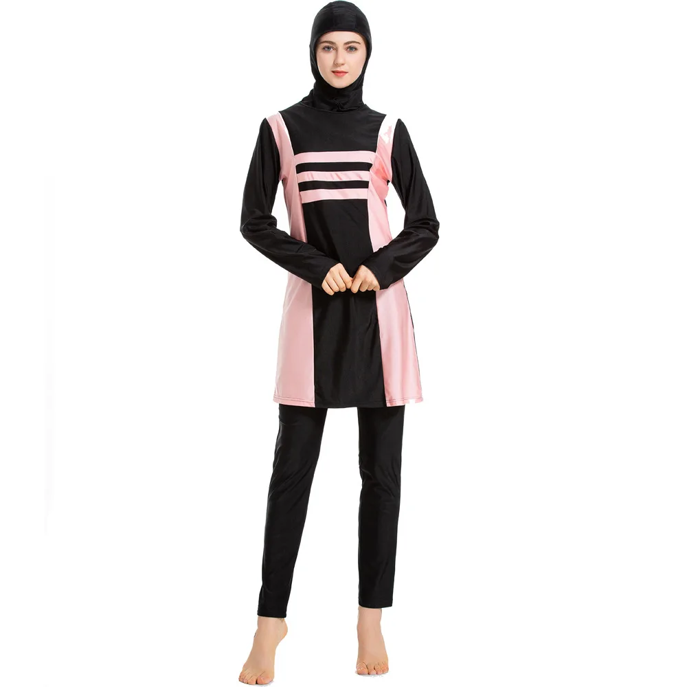 

2020 Modest Women Swimsuit Long Sleeves Islamic Hijab Burkinis Muslim Swimwears Female Bathing Suits Plus Size