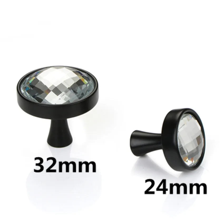 dia 32mm 24mm silver chrome gold black transparent crystal drawer shoe cabinet Tv Wine cupboard knob pull handel | Обустройство дома