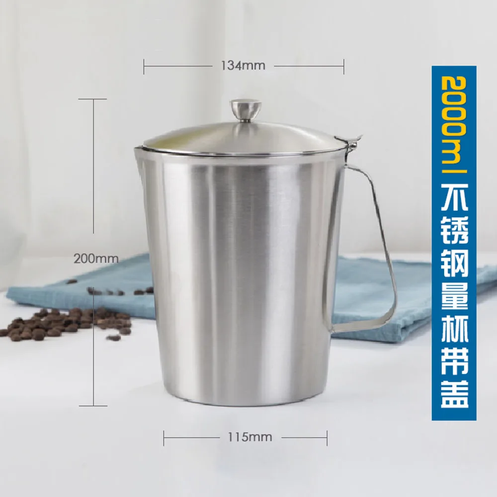 

1PCS 2000ml Lab 304 Stainless Steel Lab Beaker Measuring Cups Graduated Liquid Metal Tools With Inner Scale and Cover