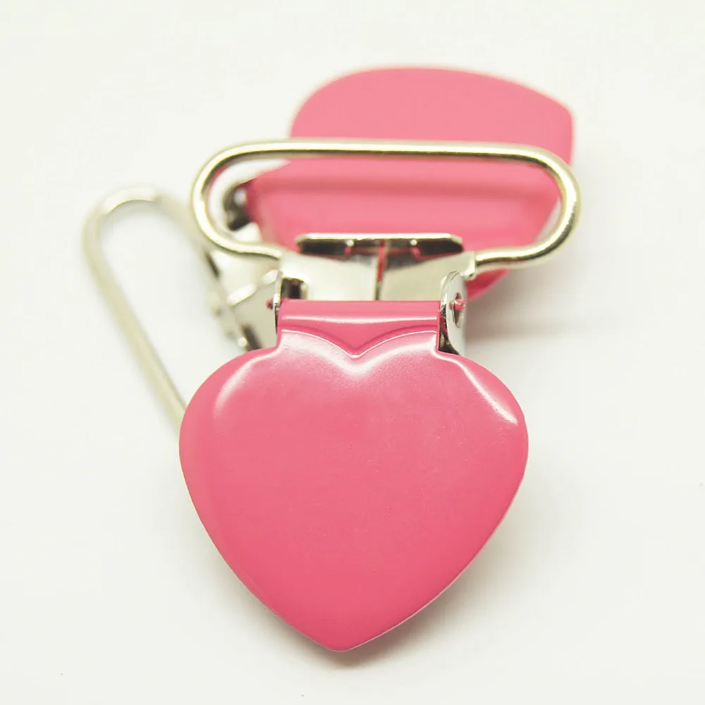 

100pcs per lot hot pink suspender clips wholesale heart suspender clips enamel suspender clips