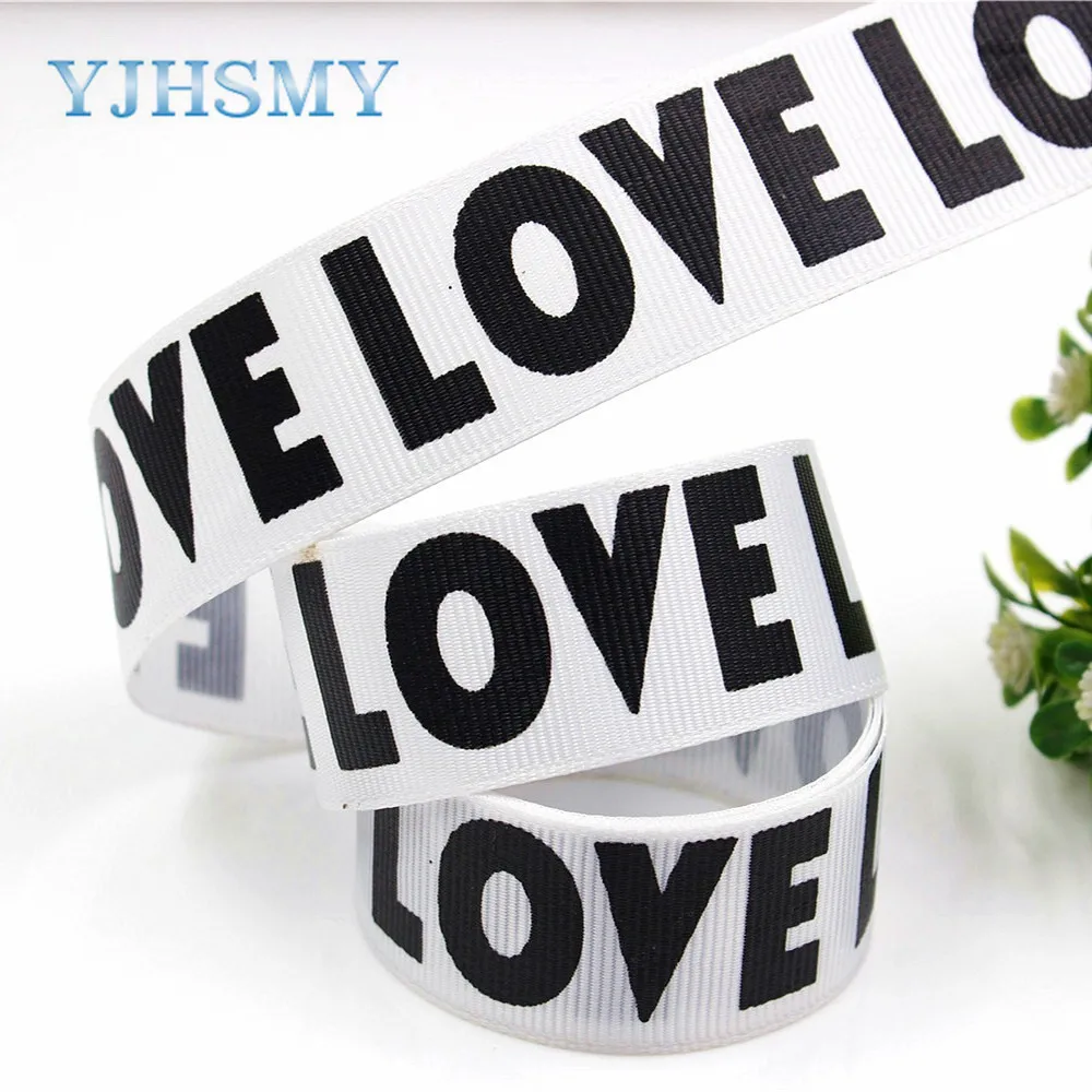 YJHSMY D-18105-71 25 мм 5 ярдов английские ленты LOVE Термотрансферная печатная корсажная