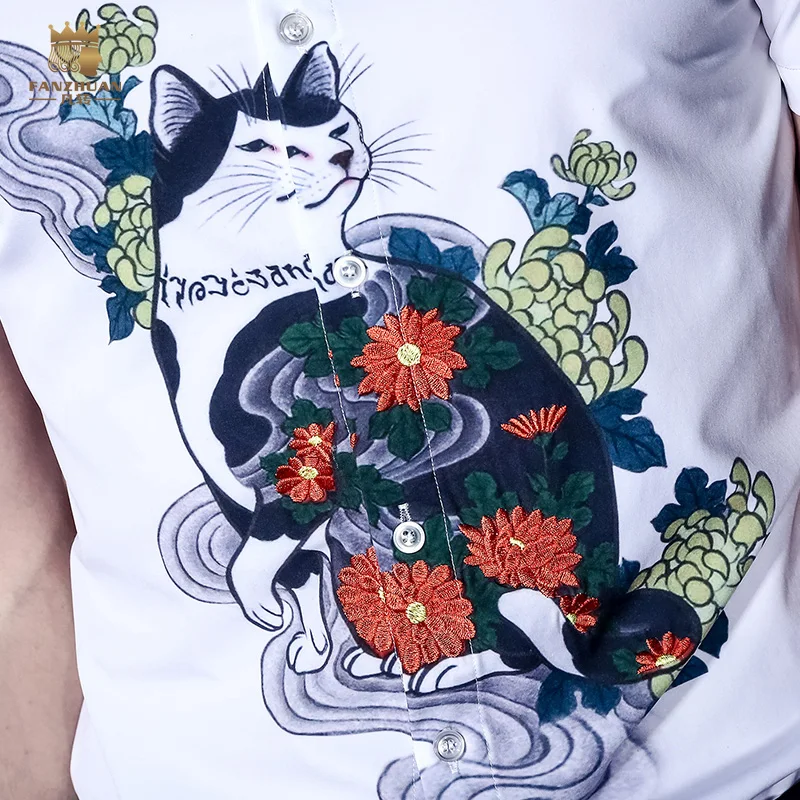 Женская рубашка с принтом Fanzhuan Повседневная белая блузка короткими рукавами и