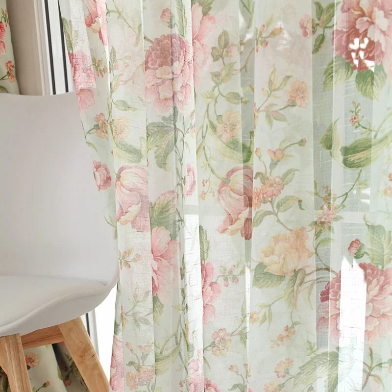 Европейский полузатенение домашний декор деревенские цветочные принты шторы