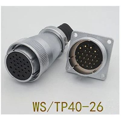 WS40-26Pin 1 комплект WS/TP40 авиационным соединителем мужской и женский квадратный фланец гнездо 5/9/15/16/26/31 Pin штепсельная вилка авиации круговой разъем кабеля - Цвет: WS40-26Pin