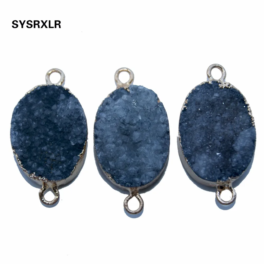 Оптовая продажа серое ожерелье из натурального хрусталя Druse эллиптическое с 2