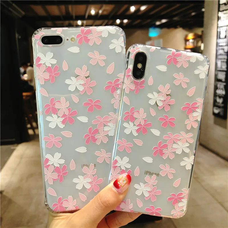 Girlish little fresh petal bunny mobile phone patternTransparent case shell TPU Case for iphone8 7 6 6S PLUS X 5 SE |