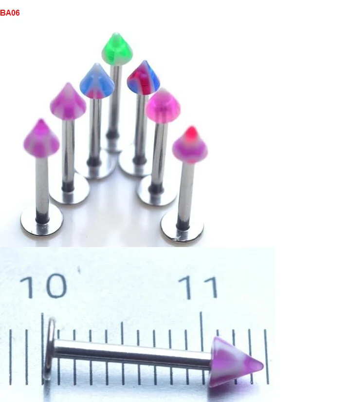 40 шт. разноцветные шарик-шип кольцо для губ стержень губа гвоздик пирсинга тела