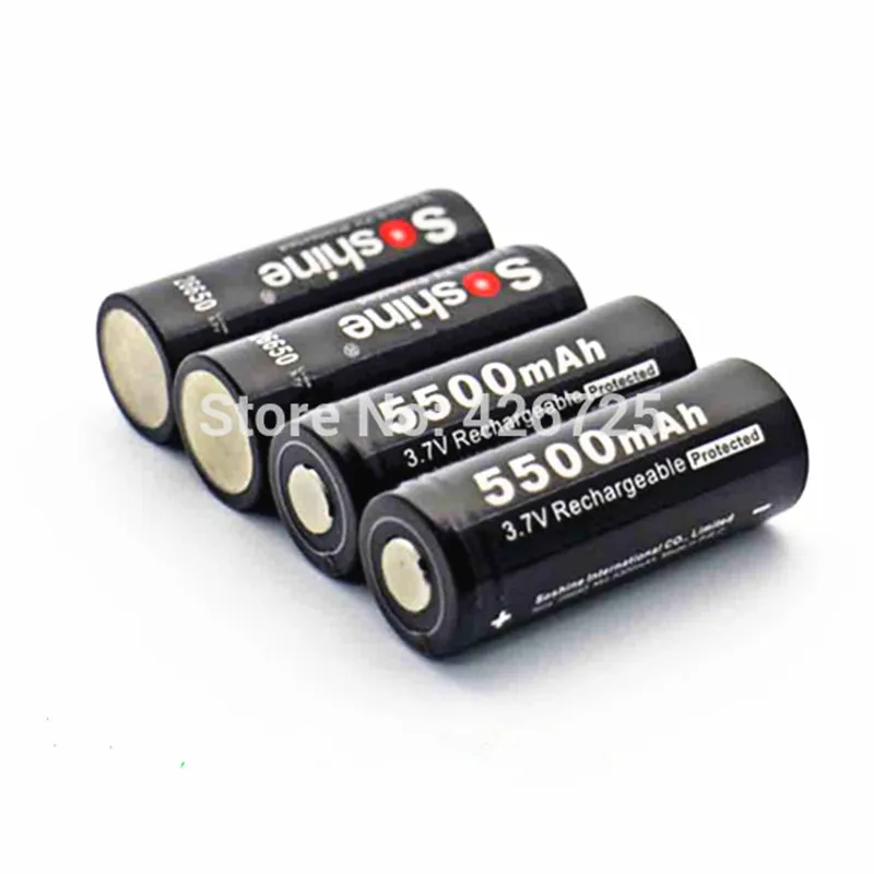 4 шт./пара Soshine 3 7 V 5500mAh 26650 Аккумулятор Защищенный перезаряжаемый литий ионный