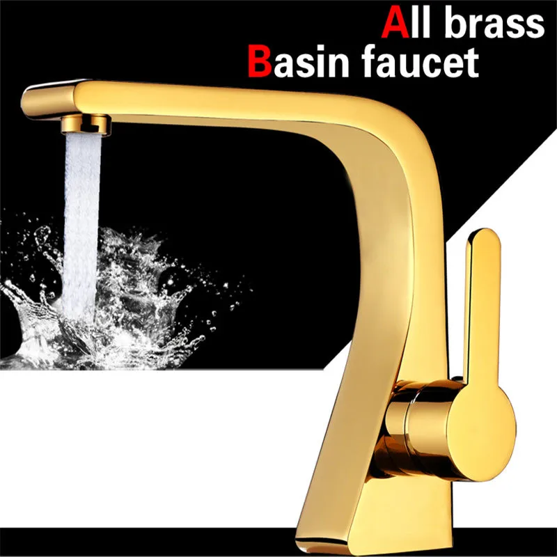 

Copper Bathroom Basin Faucet Gold Brass Hot & Cold Sink Mixer Taps Single Handle Deck Mounted Black Oil Brushed Chrome