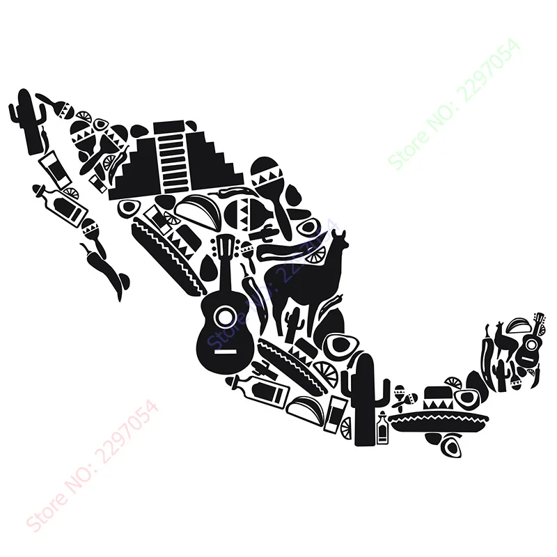 Free Shipping Wall Stickers Vinyl Decal Mexico Mexican Latin America Cool Decor 98x142cm