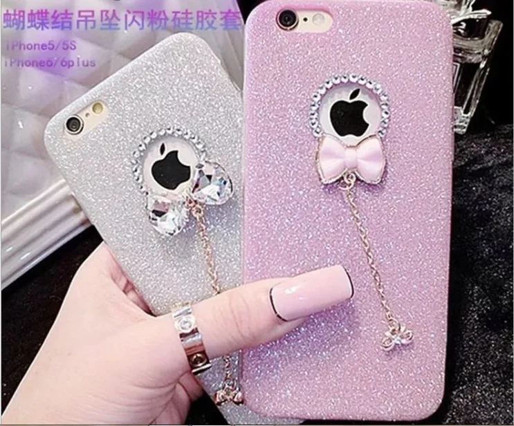 butterfly flashing powder TPU shell for Iphone 8plus case ultra-thin hollowed pendant iphone xs max 8 7 6 6S luxury |
