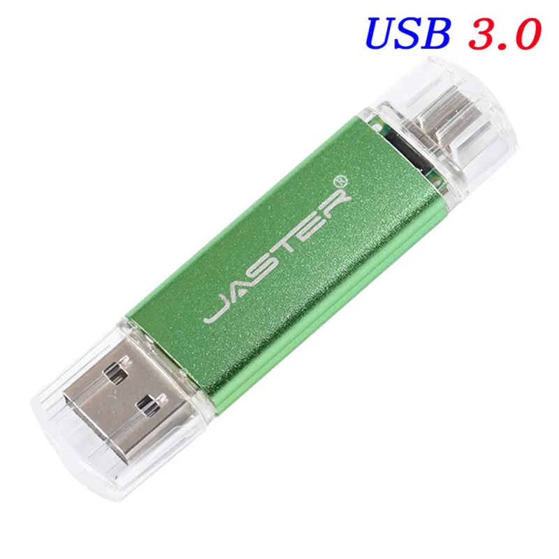 Green JASTER Высокоскоростной USB 3,0 OTG USB флэш-накопитель для смартфонов/планшетов/ПК Пользовательский логотип ручка-накопитель USB флешка U диск внешний накопитель - Цвет: Green