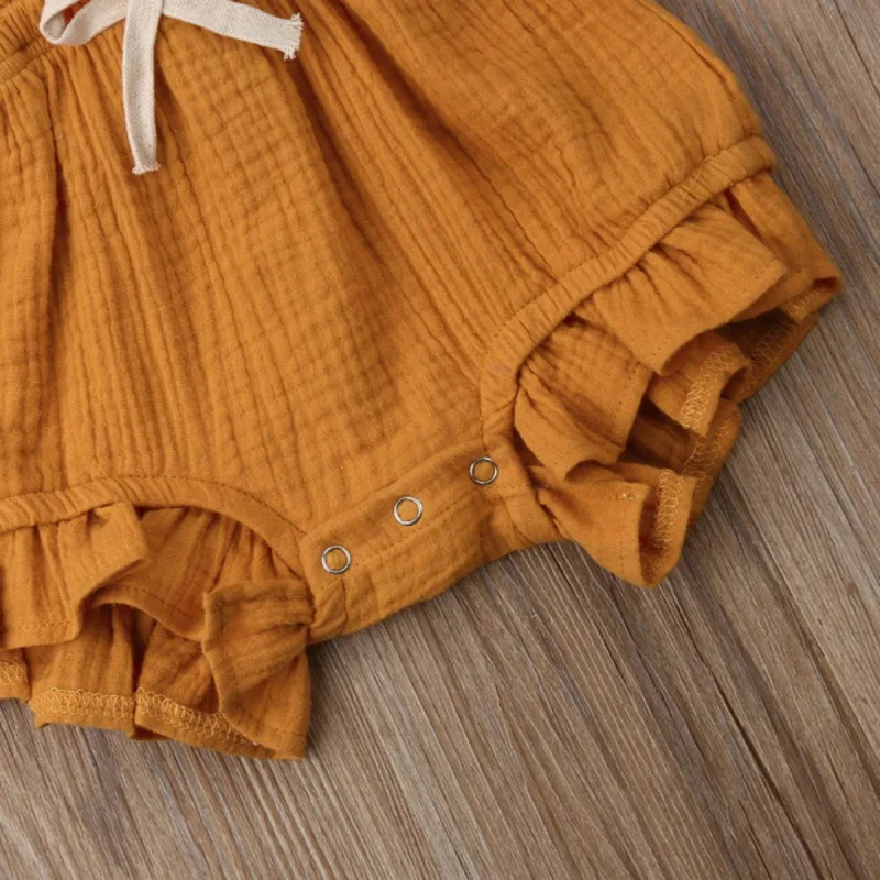 Newborn Baby Girls Ruffle Romper Backcross Jumpsuit Outfits Sunsuit Infants Clothes Solid Color Rompers |