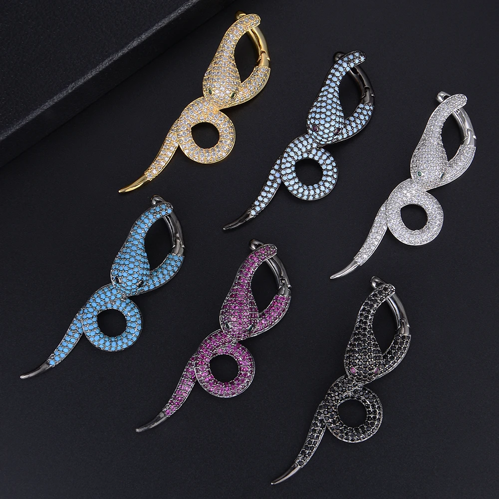 Unique Multicolors Wind Snake Shape AAA Full Cubic Zirconia Stud Earrings For Women Girls Party Wearing | Украшения и аксессуары