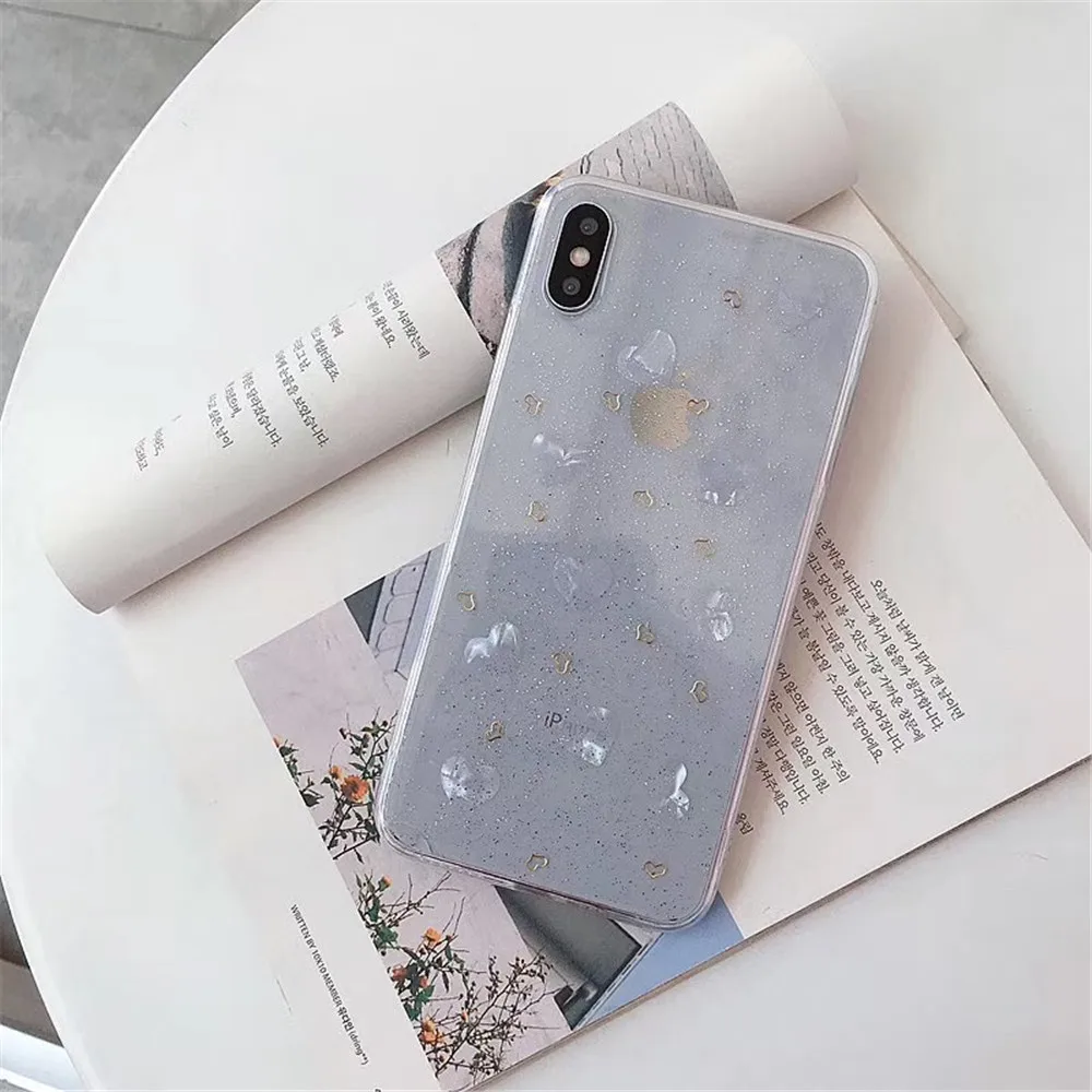 Fashion Glitter Epoxy LOVE girl Clear Case For iPhone 7 8 6s 6 Plus Gravel flash Gold plating Cover X XS Max Xr Coque |