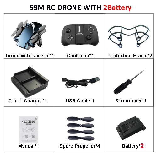 S9M-2MP-2Batteries RC Квадрокоптер Карманный Дрон с 2-мегапиксельной HD камерой складной Дрон с датчиком силы тяжести VS H31 S9 S9W S9HW Дрон ZLRC - Цвет: S9M-2MP-2Batteries