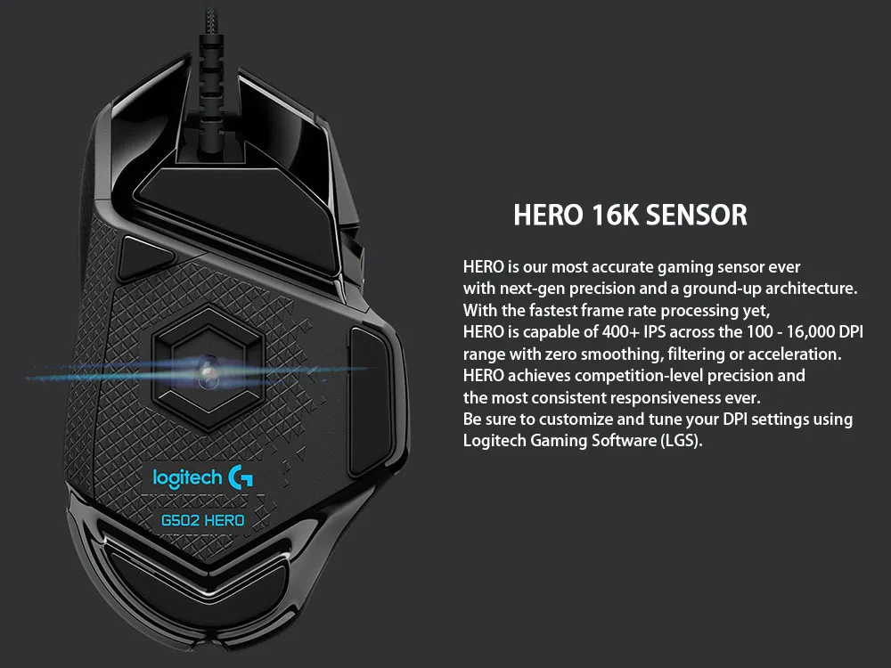 Оптическая мышь G502 HERO gaming mouse от lotech wiht Hero sensor 16000 dpi RGB проводная мышь для overwatch PUBG DOTA mouse gamer